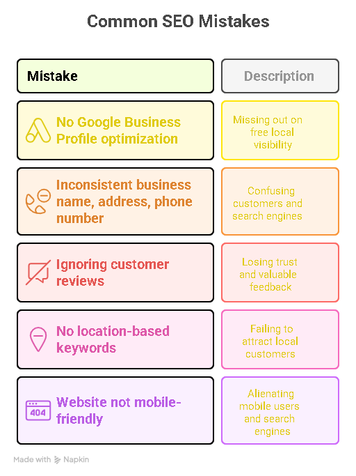 common local seo small business mistakes