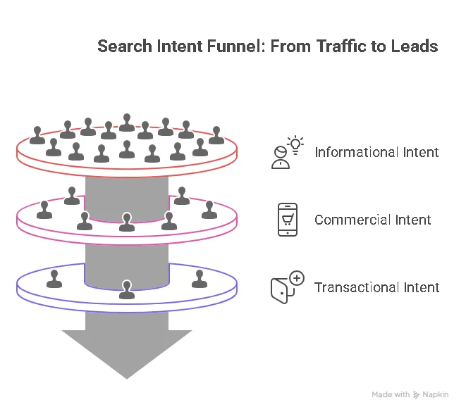 Website conversion funnel showing how visitors become leads